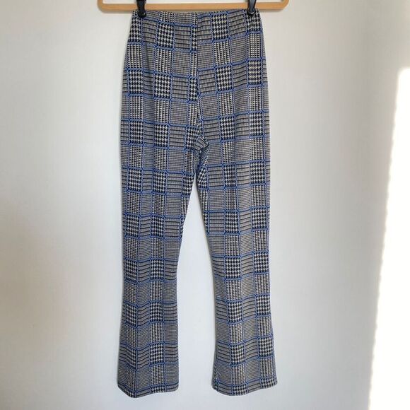 Urban Outfitters Blue Plaid Flared Bell-Bottom Stretch Pants Women's Small - Picture 3 of 6